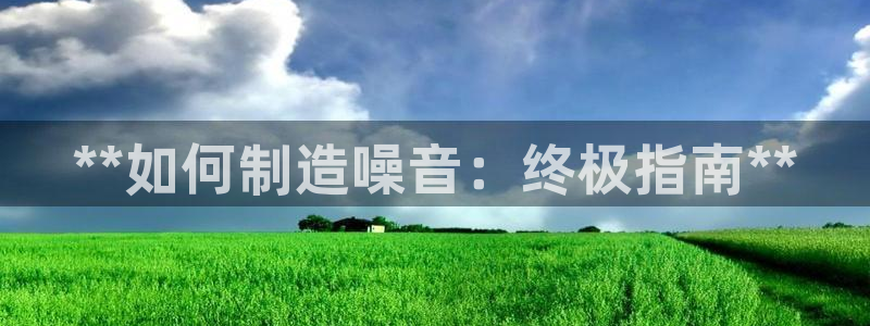 彩神v8购彩大厅登：**如何制造噪音：终极指南**