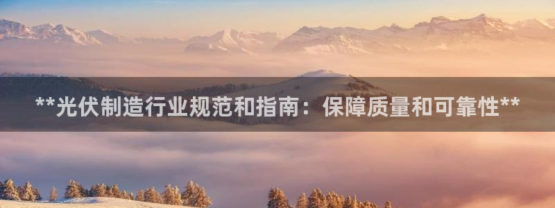 彩神v1破解器：**光伏制造行业规范和指南：保障质量和可靠性**