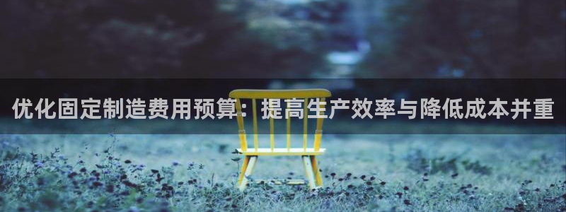 彩神v下载安装：优化固定制造费用预算：提高生产效率与降低成本并重
